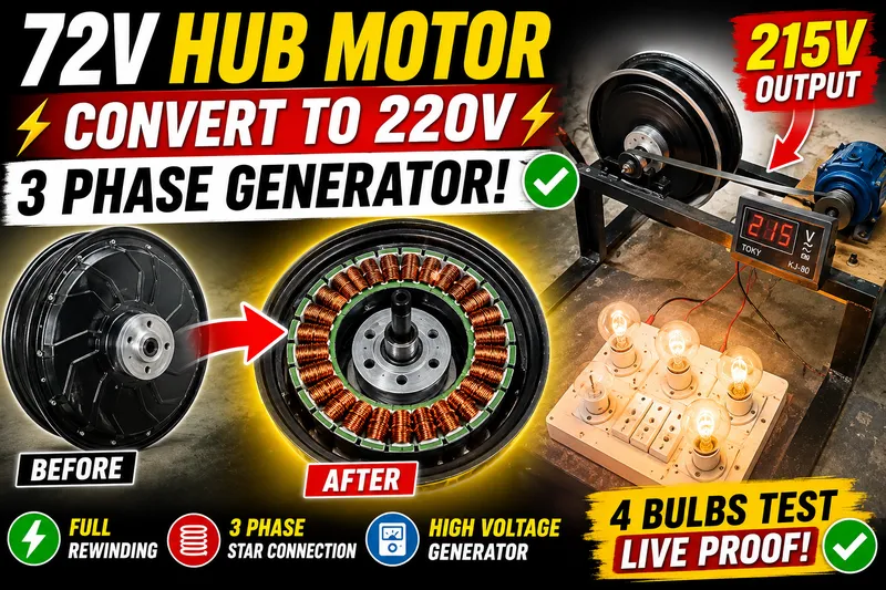 72V Hub Motor to 220V Generator Conversion