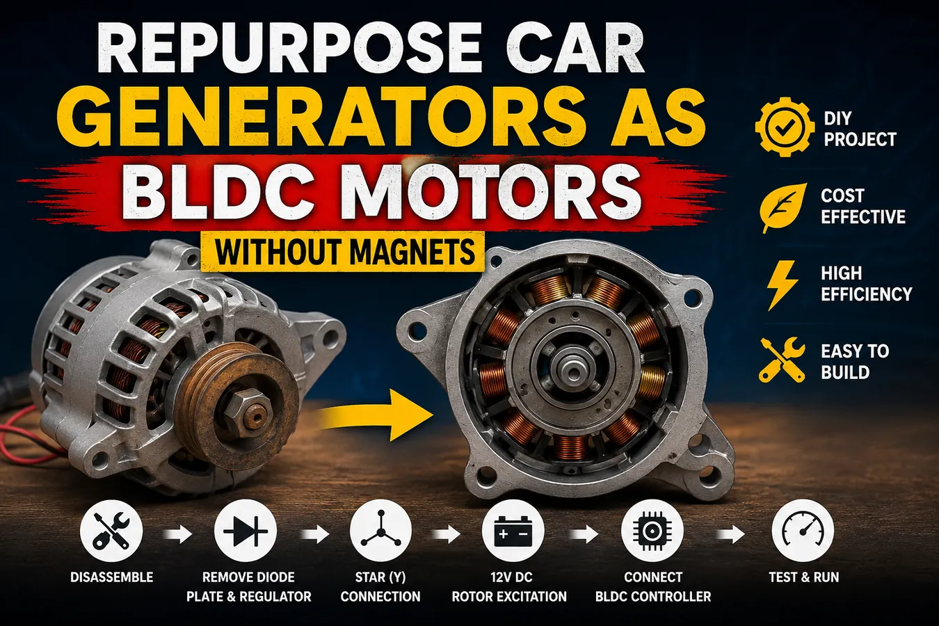 Car Generator into a BLDC Motor