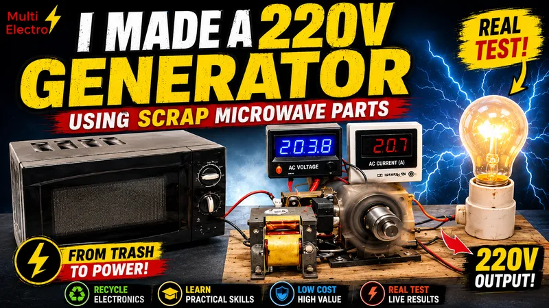 DIY 220V Generator Using Microwave Parts